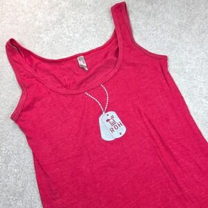 Bayside Apparel Tank Top Womens XL Red Scoop Neck ROH Graphic Print USA Made